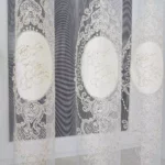 firana z haftem i welurem- ecru  400x250 cm