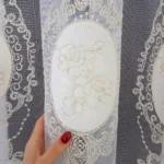 firana z haftem i welurem- ecru  400x250 cm