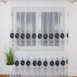 firana z haftem i welurem- czarny  400×250 cm