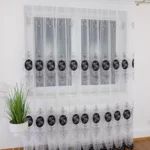 firana z haftem i welurem- czarny  400x250 cm