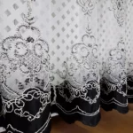 firana z haftem i welurem- czarny  400x250 cm