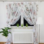 Firana z etaminy z falbanką i taśmą cyrkonii – 400x250 cm