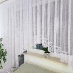 Zestaw do okna balkonowego , firany z gipiurą uszyte z siateczki