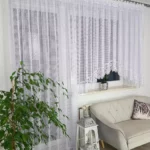 Zestaw do okna balkonowego , firany z gipiurą uszyte z siateczki