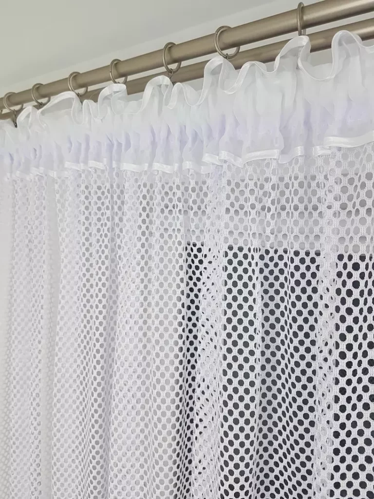 Zestaw do okna balkonowego , firany z gipiurą uszyte z siateczki