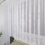 Zestaw do okna balkonowego , firany z gipiurą uszyte z siateczki na prosto