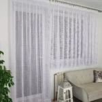 Zestaw do okna balkonowego , firany z gipiurą uszyte z siateczki na prosto