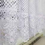 Zestaw do okna balkonowego , firany z gipiurą uszyte z siateczki na prosto