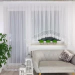 Komplet balkonowy, firany z woalu zdobione haftem 250cm