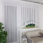 Komplet balkonowy, firany z woalu zdobione haftem 250cm