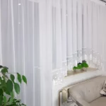 Komplet balkonowy, firany z woalu zdobione haftem 250cm
