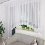 Komplet balkonowy, firany z woalu zdobione haftem 250cm