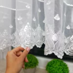 Komplet balkonowy, firany z woalu zdobione haftem 250cm