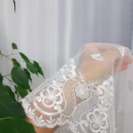 Komplet balkonowy, firany z woalu zdobione haftem 250cm