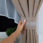 Firanka gotowa, zestaw z zasłonami beżowy