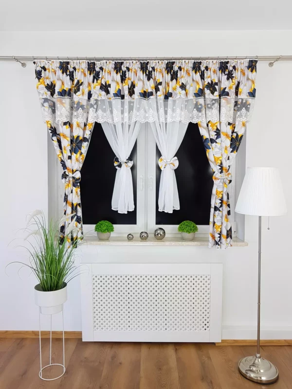 firana z motywem kwiaowym, firana w stylu shabby chic