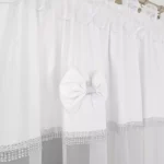Firana dekoracyjna w łuk z kokardkami ,szeroką gipiurą i cyrkoniami – 400x160 cm