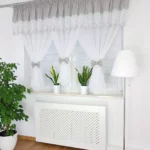 Firana z haftem zdobiona uroczymi kokardami-jasnoszara 300x150cm