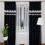 Zasłony czarne z cyrkoniami 2x 145×250 cm