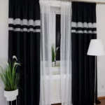 Zasłony czarne z cyrkoniami 2x 145x250 cm
