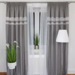 Zasłony jasnoszare z cyrkoniami 2x 145×250 cm