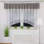 Firana gotowa 400×160 cm z szarymi kokardkami i haftem