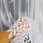 Firana gotowa z markizety w piórka oraz gipiurą
