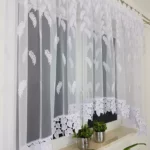 Firana z markizety haftowana w listki 400x160